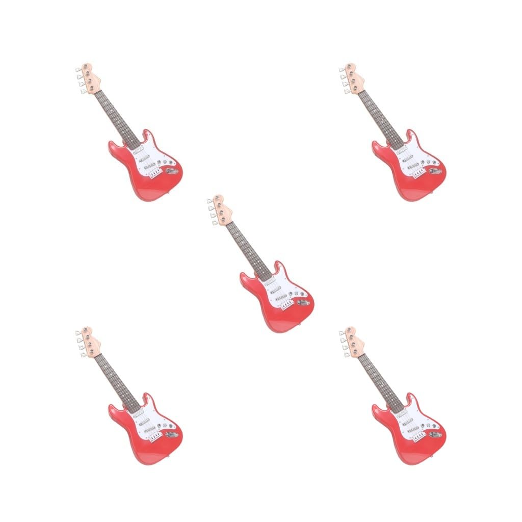 5 zestaw elektryczna gitara dla dzieci, 4 struny, mała gitara dla dziewcząt, prezenty urodzinowe, czerwona, 42 cm