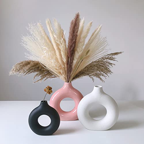 Eastern Rock ER-1001 White Ceramic Vases For Pampas Grass,Water Drop Design Doughnut Vase Modern Home Decor Minimalist Nordic Boho Ins Style thumb #7