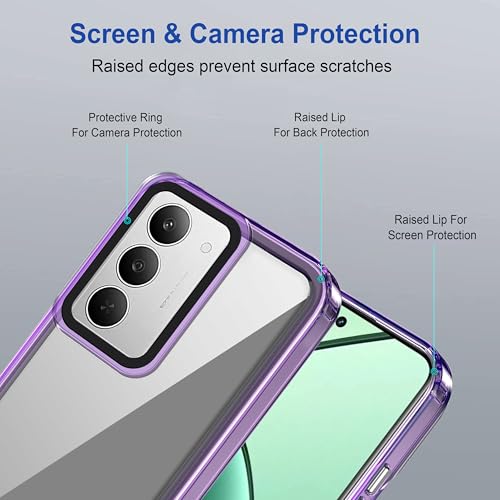 Image of Zapcase Back Case Cover for Realme 14x 5G | Compatible for Realme 14x 5G Back Cover | Case Cover with Camera Protection | (TPU + PC | Translucent Purple)
