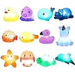 Light Up Bath Toys for Babies, 12 Pack Sensory Toys, Color Changing Toys for 1-3 Year Olds, Mould Free Baby Toys, Fun Toddler Toys with LED Lights