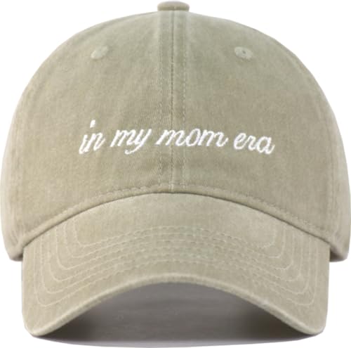 in My Mom Era Hat for Moms - Vintage Wahsed Cotton Adjustable Low Profile Dad Hat for New Moms & Mothers Day Birthday Khaki Grey