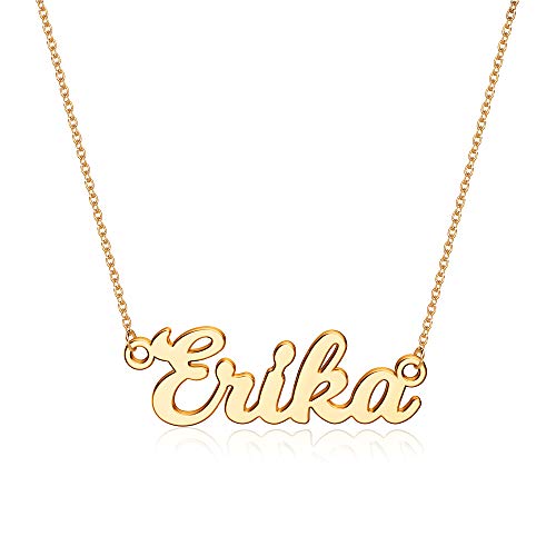 Ursteel Custom Name Necklace Personalized, 14K Gold Plated Personalized Name Necklace Dainty Name Plate Necklace Jewelry Personalized Gifts for Women Teen Girls