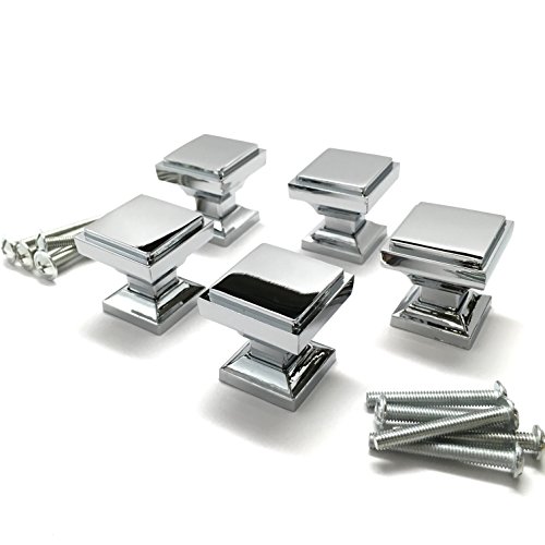 Southern Hills Polished Chrome Square Cabinet Knobs - Pack Of 5 - Bathroom Vanity Knobs, Modern Dresser Knob, Kitchen Pulls, Chrome Cabinet Hardware, Cupboard Drawer Knobs Shkm002-Chr-5 #TOP1