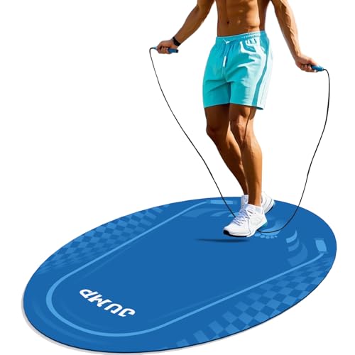 Jump Rope Mat Outdoor Indoor Oval 52 x 36 Non-slip Fitness Exercise Mat 5mm Shock Absorption Extra Thick Design Suitable for Home Gym Floor Concrete Jump Roping
