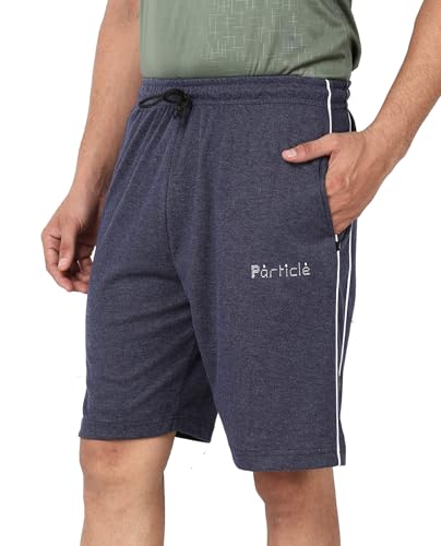 Image of Particle Men's Plus Size Bermuda Lounge Shorts | 230 GSM Ribbed Cotton | Half Pants with Twin Piping | Home, Walk, Travel & Casual Wear | XL to 5XL | Waist 34-52 Inch | 5 Colours