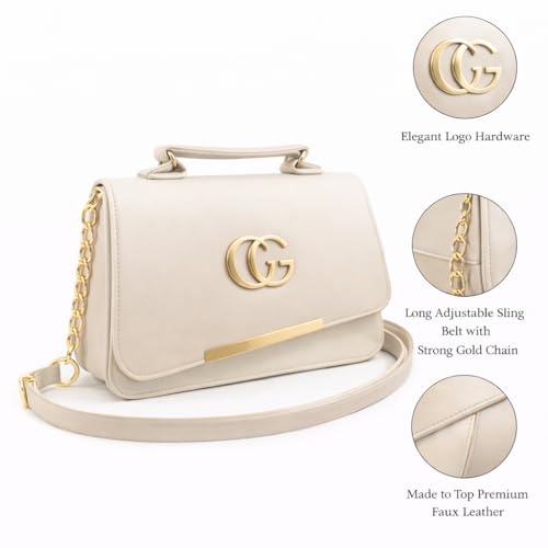 Image of ETLIS Women's Stylish Sling Bag | Faux Leather Crossbody Handbag with Gold Chain Strap | Small Shoulder Purse for Daily Use, Party & Travel