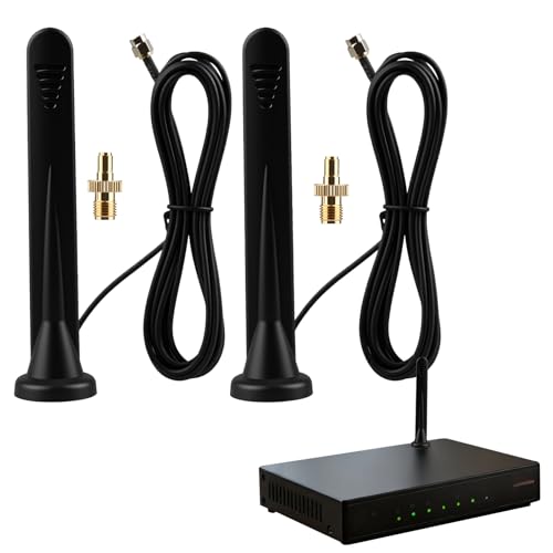 Antenne 5G 4G LTE Outdoor Omnidirectionnelle 15dBi, Lot de 2 Antennes WiFi Étanches avec Base Magnétique, SMA/TS9 Antenne Compatible Routeur LTE, Modem, Caméra de Surveillance,loT, GSM, GPRS, Câble 3M