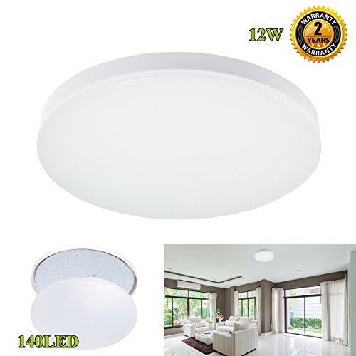LED Flush Mount Ceiling Light,S&G Professional 100W Incandescent Bulbs Equivalent Slimline Light Fixtures for Bathroom, Kitchen, Hallway (5000K, 12W)