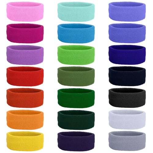 21-Piece Colorful Sports Headbands, Sweat-Absorbing Athletic Bands for Running, Yoga, Basketball, Hiking, Unisex, High-Stretch Design3