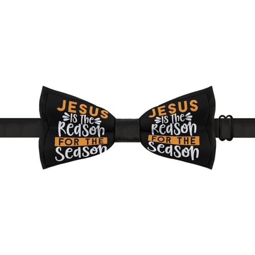 GoasNei Jesus Is The Reason For The Christmas Season Bow Tie for Men Adjustable Necktie Funny Tie Neck Ties for Weddings Party