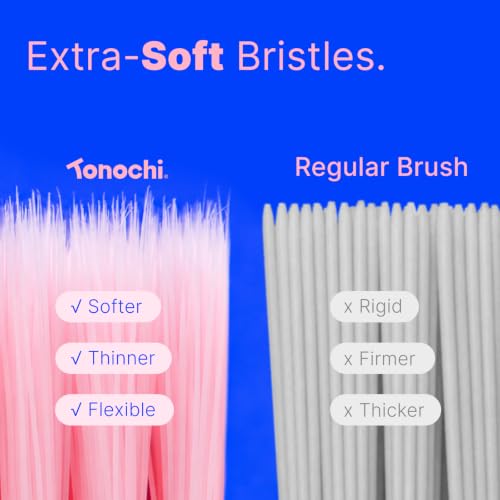 Image of Extra Soft Bristle Toothbrushes for Adults, 4-Pack, Pink | Gentle on sensitive gums, ultra-soft tapered bristles, reaches back molars, non-slip grip, individually wrapped, BPA-Free