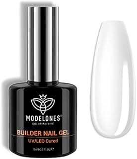 modelones Builder Nail Gel, 7-in-1 Clear Gel Builder for Nails, Hard Gel Builder Nail Strengthener Extension Gel Base Gel Rhinestone False Nail Tips Glue Gel in a Bottle for Valentines Nail Art