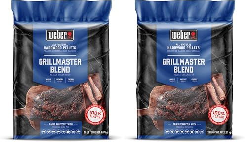 Weber Grillmaster Blend All-Natural Hardwood Pellets for Wood Pellet Grills, 20 lb Bag (Pack of 2)
