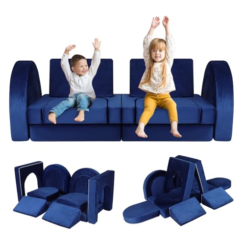 Best Modular Play Couch for Kids: Top Durable, Fun, and Cozy Picks 15 FAHKNS 12PCS Modular Toddler Play Couch Kit, Multifunctional Foam Play Couch Fold Out Kids Couch for Playroom, Kickball Game, Pitching Game