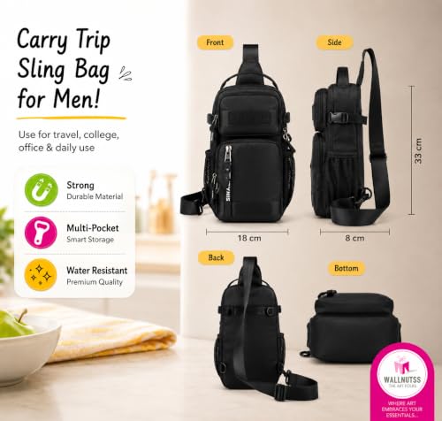 Image of Sling Bag for Men & Women- Crossbody Sling Bag for Travel, Cycling & Hiking | Waterproof Shoulder Bag with Compartment and Zipper Pockets
