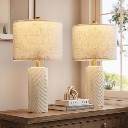 HISEEGO 22' Modern Ceramic Table Lamp Set of 2 for...