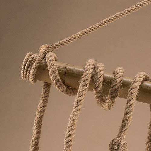 Image of Hemp Rope Bamboo 6 Light Vintage Hanging Lamp Pendant Light Without Bulb, E27 Holder, Jute Color