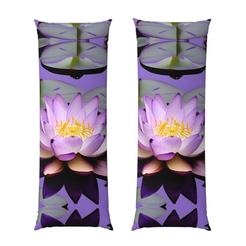 Housse de coussin de corps fleur de lotus violette pour un lit esthétique - 2