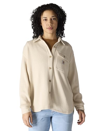 Carhartt Women's Oversized-Fit Heavyweight Waffle Knit Shirt, Oat Milk, Large - image 1