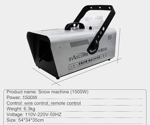 Máquina de nieve con control remoto, efecto escénico para fiestas, bodas y eventos navideños, 1500 W miniatura 3