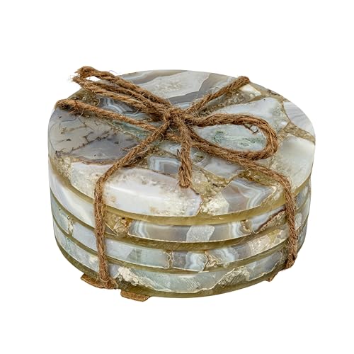 Creative Co-Op Round Agate Coasters, Multicolor, Set of 4