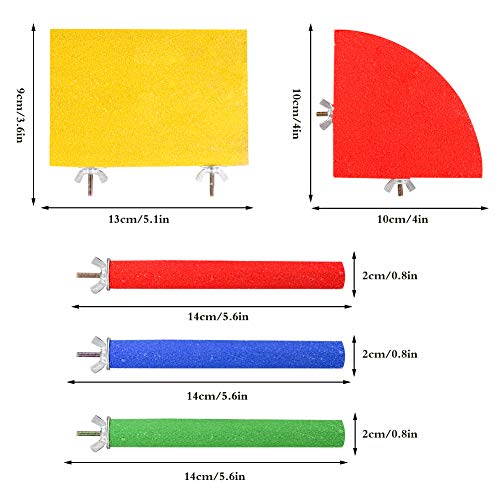 Heyu-Lotus 5 Pack Bird Perches, Natural Wood Bird Perch Stand Platform Paw Grinding Stick Set for Small Parakeets, Cockatiels, Budgies, Conures - Image 3