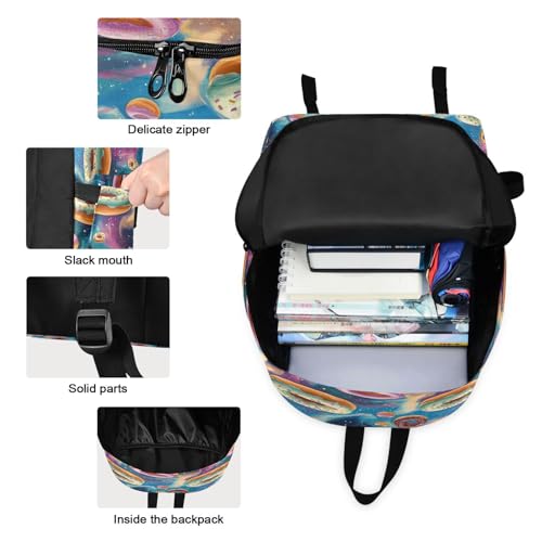 Backpack Lunch Box Set Large Capacity Travel Backpacks and Insulated Lunch Bag for Commute Hiking Picnic Anime Donuts Print3
