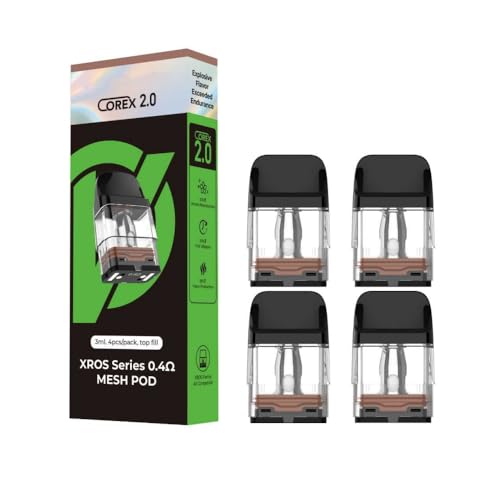 For Vaporesso XROS Pod COREX 2.0 Cartouche 3 ML (0,4Ω Paquet de 4) [RDL Meilleur 25 W] Top Fill pour Kit XROS 5 Mini XROS 4 Mini XROS Pro Box XROS 4 Nano XROS...