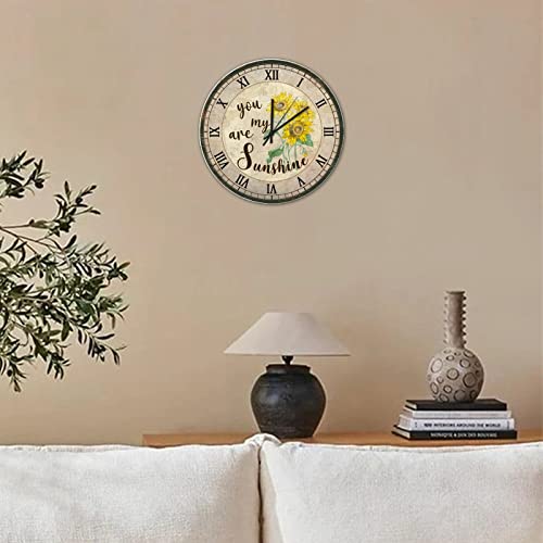 Horloge murale en bois tournesol rétro chic silencieuse de 38 cm - 3