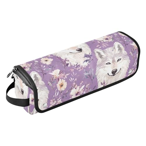 Organizador de herramientas para cabello y tapete resistente al calor Cute Woves morado 2 en 1 con estuche con cremallera impermeable para planchas y rizadores, accesorio de viaje