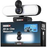  Provision ISR All-In-One Web-Cam mit Mikrofon und Lautsprecher, Streaming Kamera für YouTube, Videokonferenzen und Video-Anrufe, 60fps Full-HD Face-Cam 1080p mit Licht, USB-Anschluss und Cover