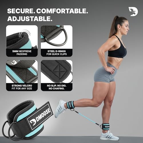 Image of DMoose Ankle Strap for Cable Machine - One Size Fit with Premium Padding, Workout Kickback Ankle Cuffs, Ankle Bands for Working Out, Booty Workouts, Leg Extension, Hip Abductors & Lower Body Exercises