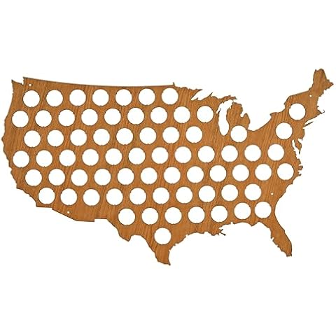 USA Beer Cap Map Cherry - Skyline Workshop - Beautiful and authentic Cherry Wood - Made in the USA - Easy to Hang - Great Christmas Gift! Cover