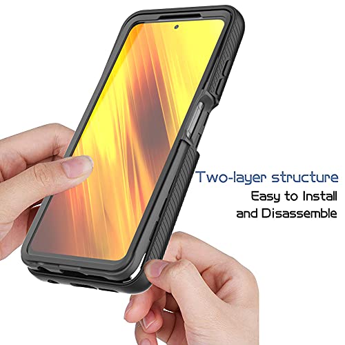 XINNI Case for Xiaomi Poco X3 Pro/Poco X3 NFC, 360 Degree Shockproof Protective All-Round Protection with Built-in Screen Protector, Robust Bumper Outdoor Cover, Black