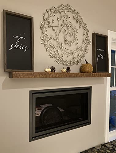 Joel's Antiques & Reclaimed Decor 3X7 Thick, Rustic Floating Wood Shelf, Solid Pine, Industrial, Farmhouse (84", Medium Brown) #TOP2