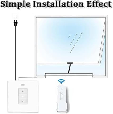 24V Electric Chain Window Opener with Remote Control & Switch, Adjustable Stroke for Awning, Hopper, Small Skylights - 800mm Actuator for Easy Operation