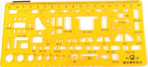 ACCURATE KJ-008 ARCHITECTURAL INTERIOR FURNITURE, FLOOR PLAN LAYOUT TEMPLATE STENCIL