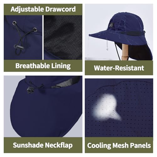 Image of ZOORON Kids Sun Hat with Neck Flap UPF 50+ UV Protection Wide Brim Breathable Fishing Safari Beach Summer Hat for Boys Girls