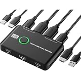KVM切替器 HDMI 4K@60Hz対応 USB2.0切替器付き 1モニター・2台パソコン用 キーボード・マウス・プリンター共有可能 USB切替機 パソコン2台モニター1台切替、日本語説明書付き。