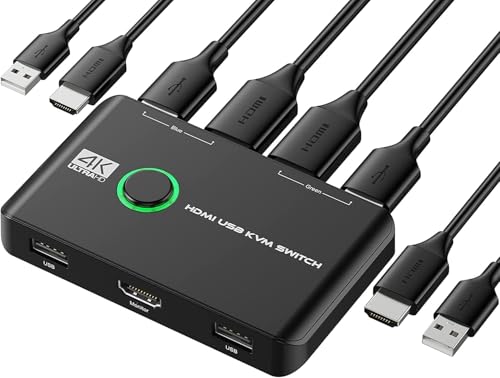 Morelax KVM切替器 HDMI 4K@60Hz対応 2PC 1モニター