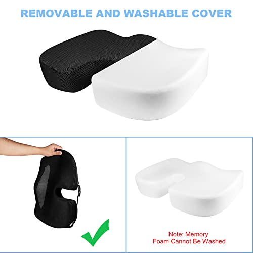 Ainiv Coussin de Coccyx en Mousse à Mémoire, Antidérapant Réglable pour Siège de Voiture, Chaise de Bureau ou Fauteuil Roulant pour Soulager Douleurs au Dos, Aux Hanches