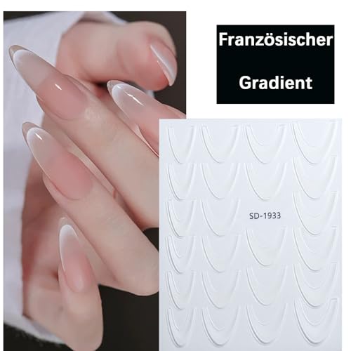 Lot de 12 autocollants pour ongles français, autocollants pour ongles français, autocollants pour ongles