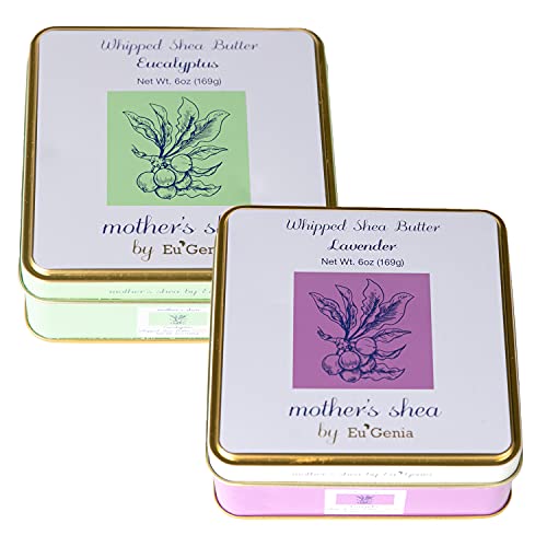 Mother's Shea by Eu'Genia Shea Butter (Eucalyptus & Lavender, 2 Pack) 100% Pure Raw Unrefined African Shea - Organic, Sustainably-Sourced Ingredients - Natural Skin & Hair Care, 6 oz Each