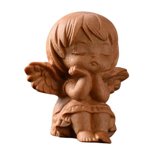 Milisten Figurine Ange Bois Sculpté Ailes Ange Mini Symbole De Bénédiction Et Protection Cadeau Miniaturisé De Charme pour Maison Et Bureau