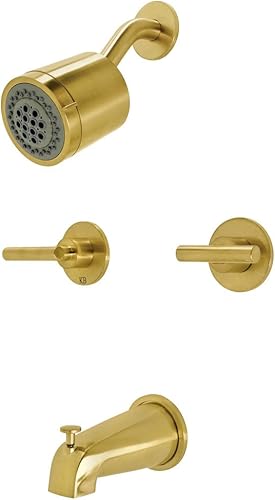 Kingston Brass KBX8147CML Manhattan - Grifo de ducha y bañera de dos manijas, latón cepillado