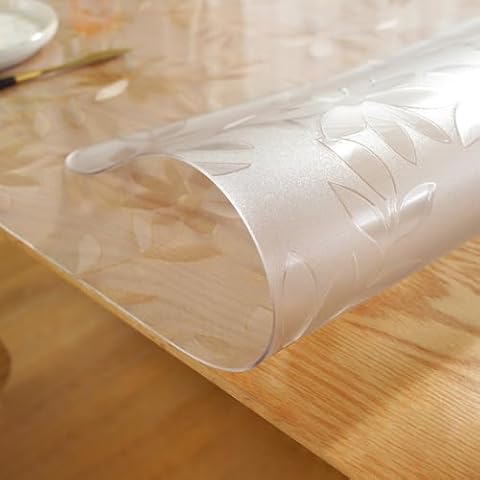 LovePads 1.5mm Thick 42 x 66 Inches Floral Table Protector, Plastic Table Cover, Frosted Table Protector for Dining Room Table, Rectangle Waterproof PVC Table Pad Mat for Kitchen Wooden Table Cover