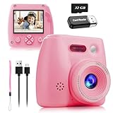 Macchina Fotografica Bambini, Display HD TFT da 2,0" 1080P, Macchina Fotografica Bambino per il Regalo di Compleanno dei Bambini, con Scheda da 32 GB(Rosa)