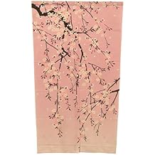 Ebros Gift Made in Japan Japanese Style Split Noren Doorway Curtain Tapestry Polyester Standard 59.25" Long 33.5" Wide for Restaurant Or Home Room Divider Decor Curtains Pink Sakura Cherry Blossoms