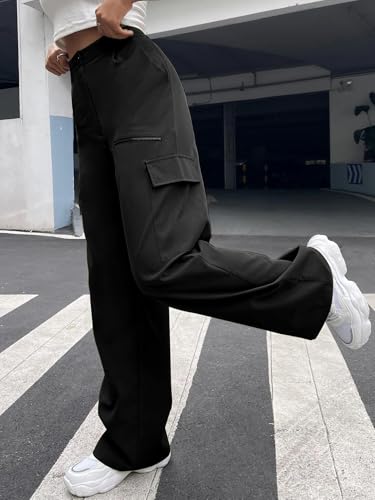 Image of GRECIILOOKS Cargo Pants For Woman | Trousers For Womans |High Waist Trouser for Women - Flared Parachute Pants with Side Pockets |Womens Cargo Pant | Elegant for College & Events (Available in Plus Size)