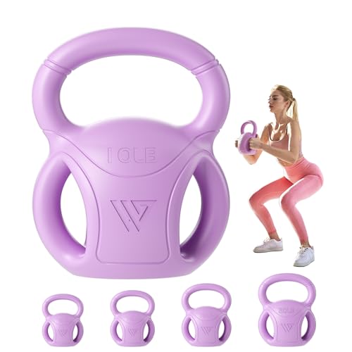 Image of 10 lb Kettlebell Weight with Three-handles for Russian Twists AB Exercise, Weightlifting and Core Training All-Purpose Fitness Exercise Home Gym [Purple]